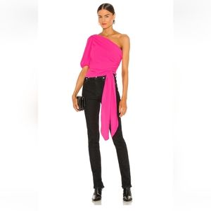 Amanda Uprichard Bexley Top Hot Pink One Shoulder Medium